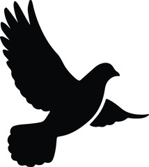 Silhouette flying dove peace symbol graphic design element Vector illustration