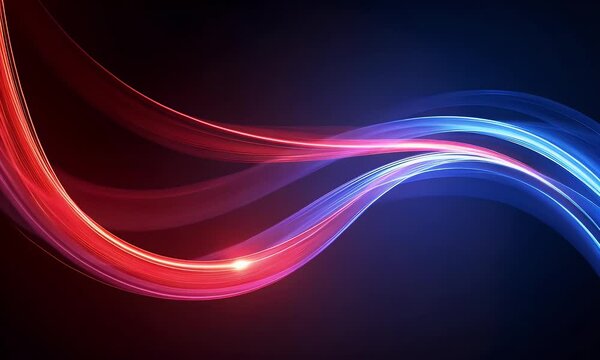 Abstract background with colorful neon wavy lines, glowing stripes on a black backdrop