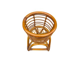 The white background in the picture is a brown rattan woven basket with a beautiful weaving pattern. It has four legs that can be used to put things or plant pots to decorate the house.