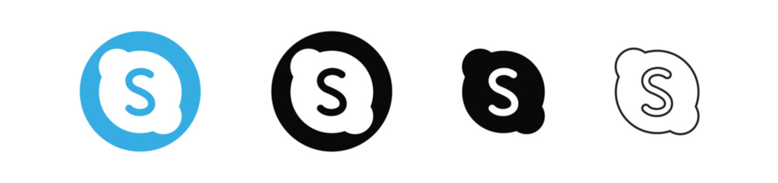 Clean and modern Skype Logo Icon featuring the recognizable &ldquo;S&rdquo; cloud symbol, ideal for communication, video calls, messaging, online meetings, and business collaboration projects.