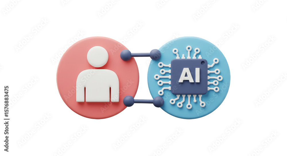 Poster 3d ai connection illustration showing artificial intelligence network