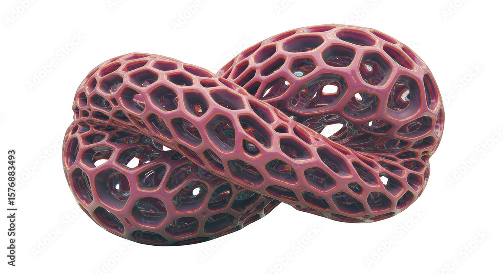 Aufkleber 3d abstract twisted shape cellular torus on transparent background