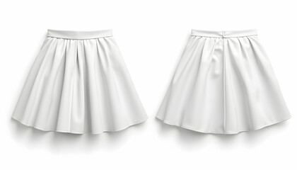Isolated White Skirts Front and Back View for Fashion Mockup