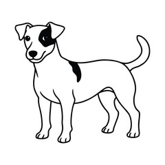 Dog Line Art Drawing on White Background, Dog line art