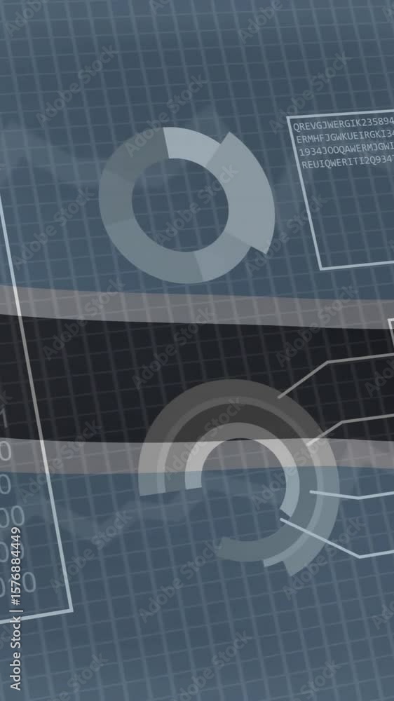 Poster Binary code and data processing animation over Botswana flag and technical grid background