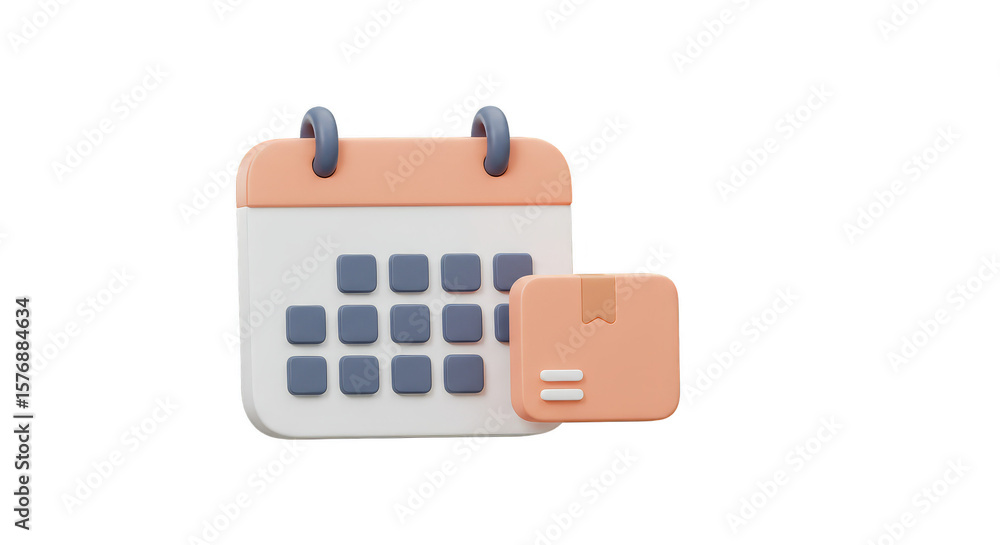 Poster 3d calendar with parcel deadline event schedule reminder 3d rendering