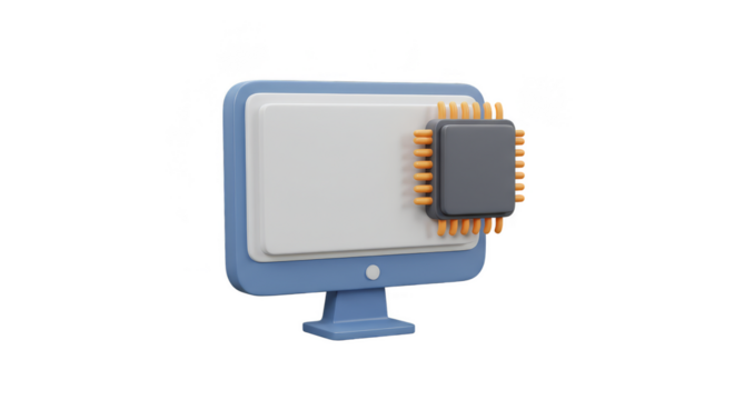 3D Computer Processor Chip Tech Hardware Illustration Transparent Background