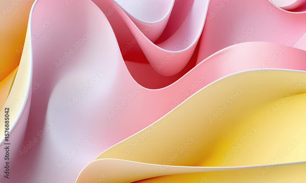 Poster abstract orange and white background with wavy shapes. bright 3d rendering of soft fabrics in motion