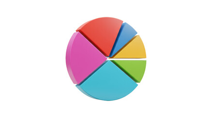 3D Colorful Pie Chart Graph Diagram with Transparent Background