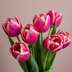 Obraz premium Pink and White Tulips Bouquet Closeup