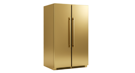 3D Golden Fridge Modern Kitchen Appliance on Isolated Background