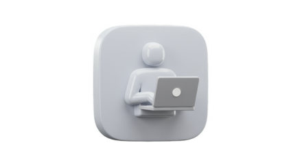 3D Icon of Person Typing on Laptop for Online Business Work