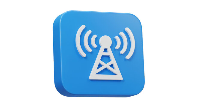 3D Icon of Signal Antenna Communication Tower Transmitting Data - Powered by Adobe