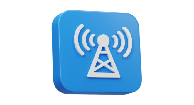 3D Icon of Signal Antenna Communication Tower Transmitting Data