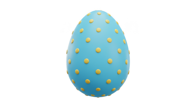 3d Easter Egg Blue Color with Yellow Dotted Pattern Ornament PNG