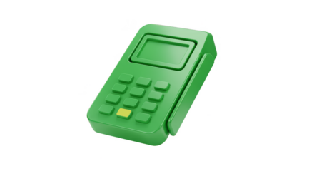 3D Illustration Green POS Terminal Payment Machine Banking Isolated