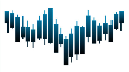 Blue Candlestick Chart Pattern on White Background for Financial Analysis