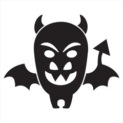 Naklejka premium Silhouette Style Vector Demon Logo Design – Dark Evil Monster Icon in Minimal Black Silhouette – Scary Mythical Creature Emblem for Gaming, Horror Branding, Tattoos, Stickers, or Fantasy Artwork