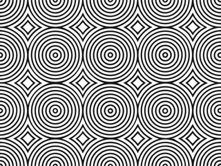 Seamless Geometric Pattern Black White Circles Diamonds Abstract Design Vector