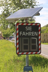 A sign with the word 