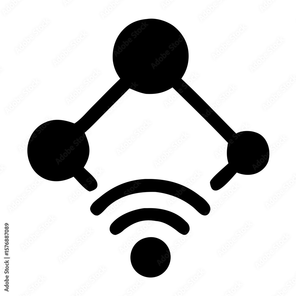 Poster minimalist line style abstract technology connection system network icon