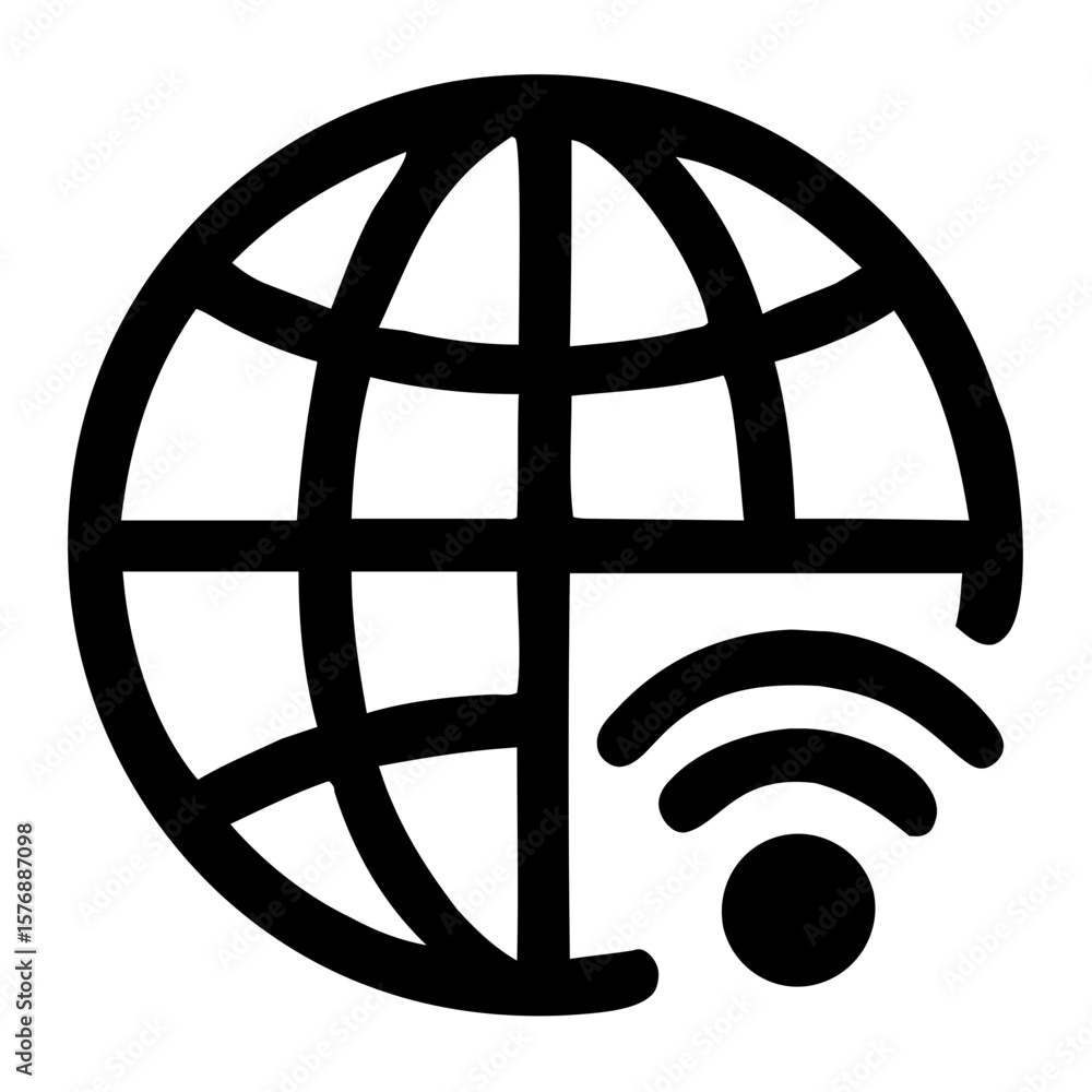 Poster simple line globe internet connection symbol global network icon