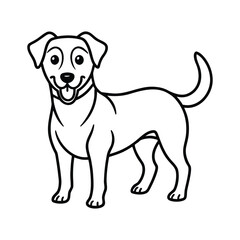 Dog Line Art Drawing on White Background, Dog line art