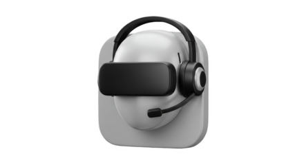 3D Gray VR Headset on Transparent Background Virtual Reality Device