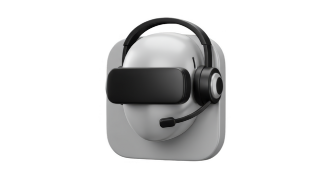 3D Gray VR Headset on Transparent Background Virtual Reality Device