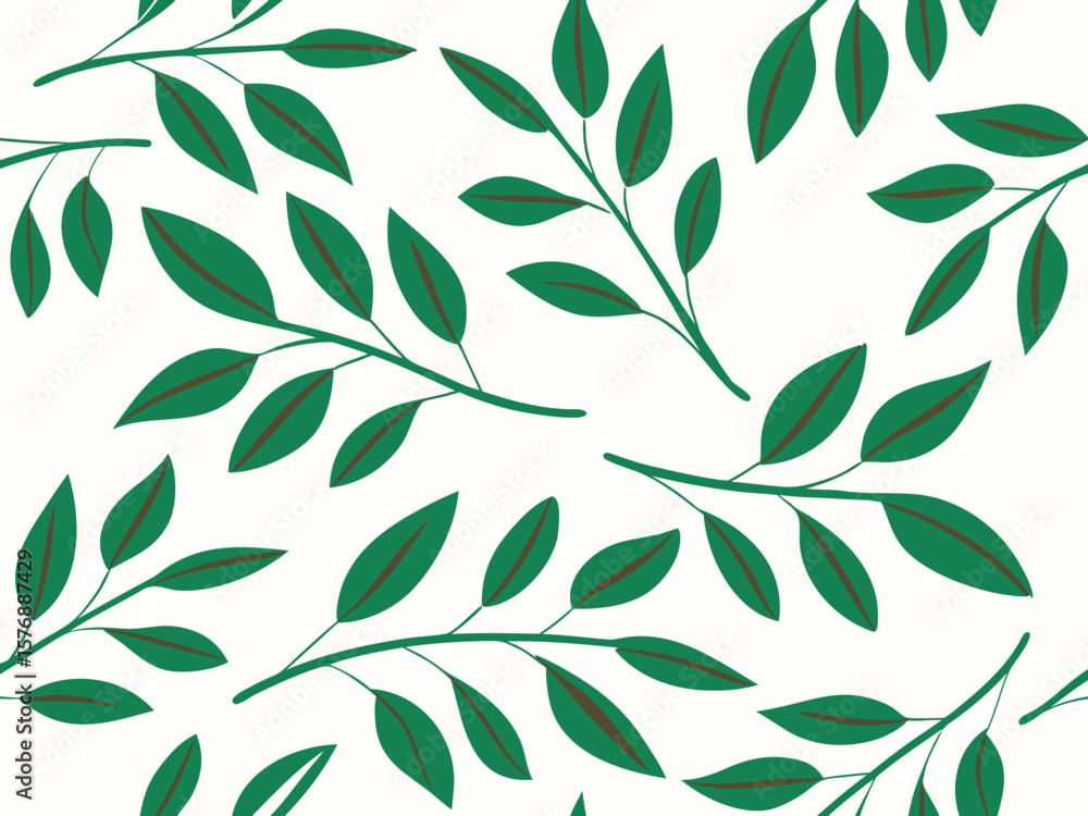 Aufkleber elegant green leaf branches pattern seamless repeat for botanical and natural design elements.
