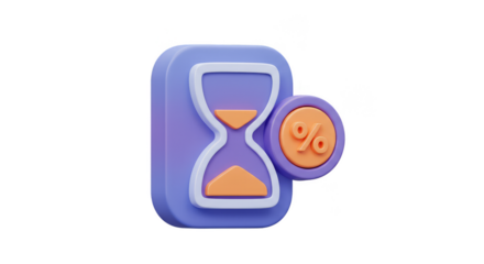 3D Hourglass Percentage Symbol Transparent Background Promotion Discount