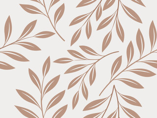 Elegant pattern of brown leaves on a cream background suitable for textile design and decor.