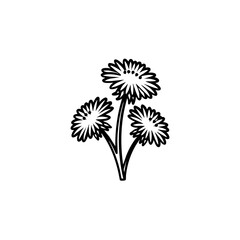  Dandelions line icon in floral style for spring and nature themes