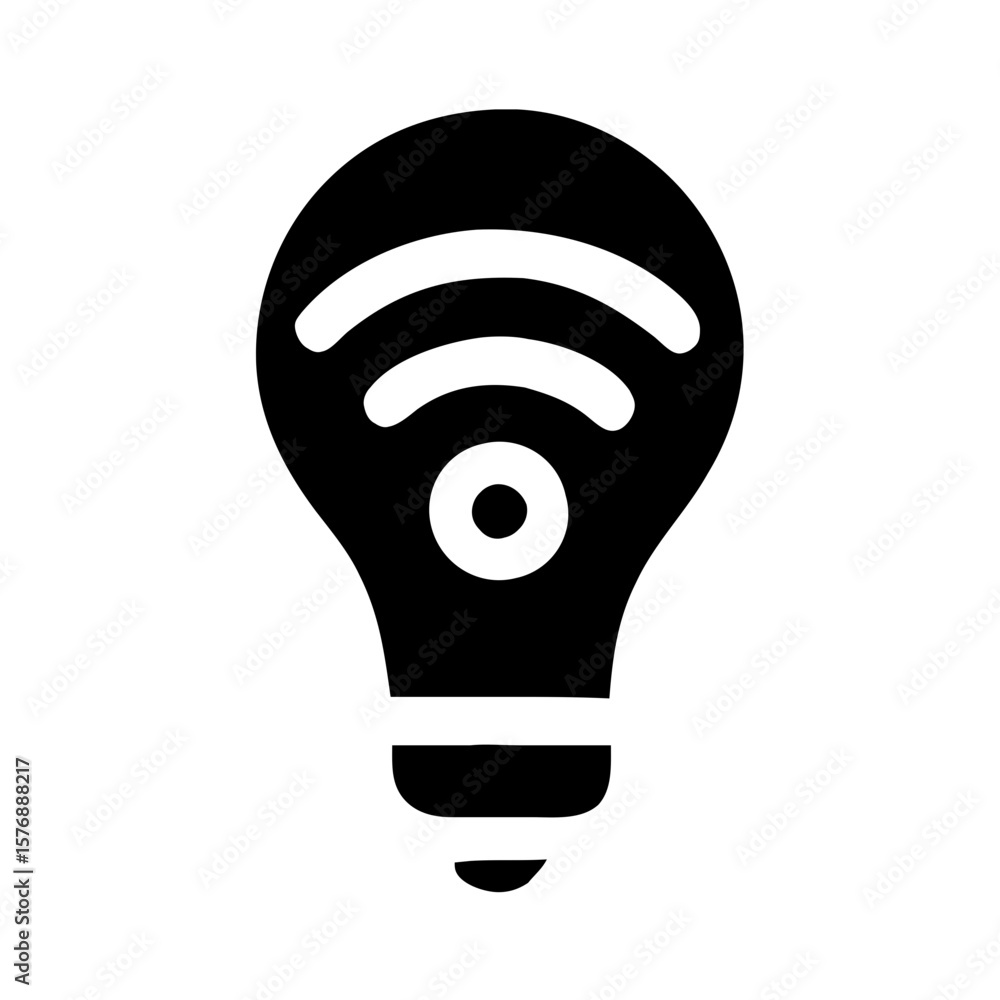 Poster outline simple smart bulb signal technology connection communication icon