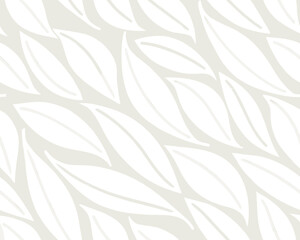Organic white leaf pattern seamless repeat design on a soft beige subtle textured surface.