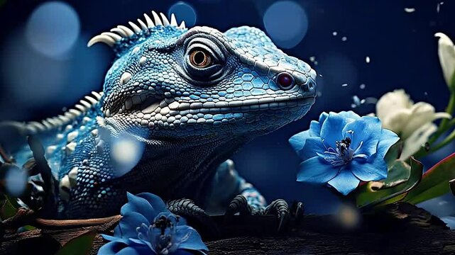 lizard in Delfts Blauw realistis, highly detailed ,ai generatif