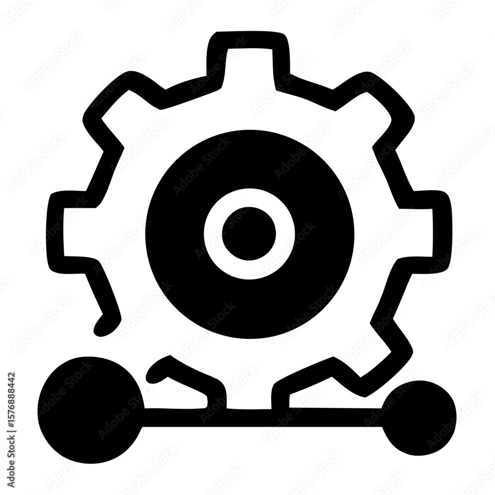 Aufkleber outline mechanical gear setting technology configuration process icon