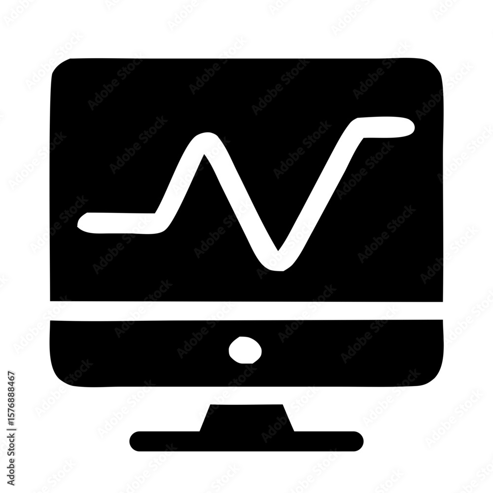 Poster minimalist outline monitor with graph display business analysis icon
