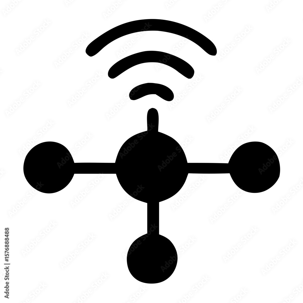 Poster outline simple wifi network node connection technology shape icon
