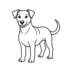 Dog Line Art Drawing on White Background, Dog line art