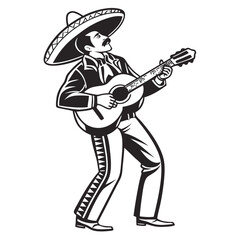 Mexican Mariachi Singer in Traditional Costume Vector Illustration. Perfect for: Cinco de Mayo, Mexican Independence Day, Music Festivals