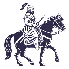 Mongolian Man in Traditional Deel Riding Horse Vector Illustration. Perfect for: Naadam Festival, Mongolian National Pride Day, Nomadic Culture Events