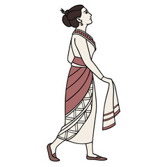 Thai Woman in Elegant Traditional Dress Vector Art. Perfect for: Songkran Festival, Loy Krathong, Thai Cultural Day