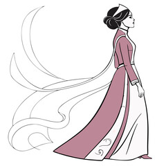Vietnamese Woman in Traditional Áo Dài with Graceful Pose Vector. Perfect for: Tết (Vietnamese New Year), Mid-Autumn Festival, Cultural Events