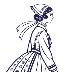 Victorian-Era British Lady in Classic Vintage Dress Vector. Perfect for: Victorian Fairs, Historical Exhibitions, British Heritage Day