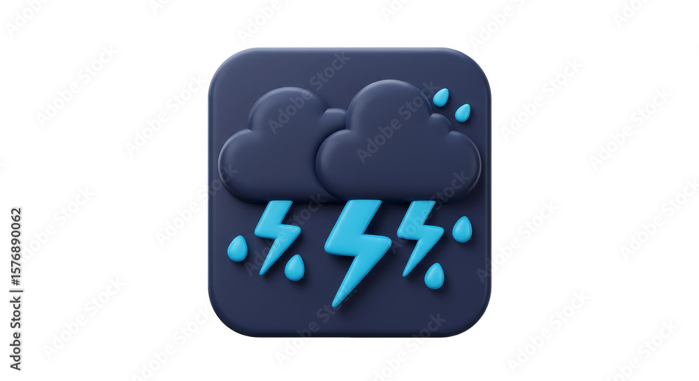Poster 3d lightning cloud weather forecast background thunderstorm design