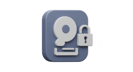 3D Padlock Security Lock Protect Privacy on Transparent Background