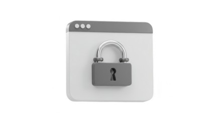 3D Lock Icon on Browser Window for Web Security Concept