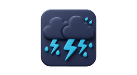 3D Lightning Cloud Weather Forecast Background Thunderstorm Design