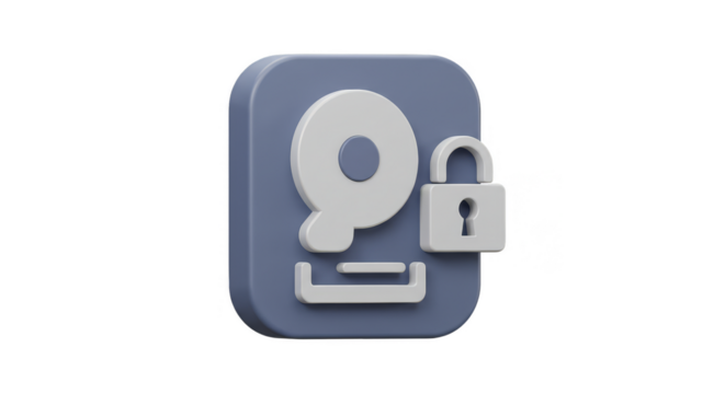 3D Padlock Security Lock Protect Privacy on Transparent Background